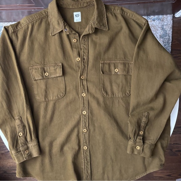 NSF Men’s Oversized Denim Button Shirt Size Small - Picture 1 of 6
